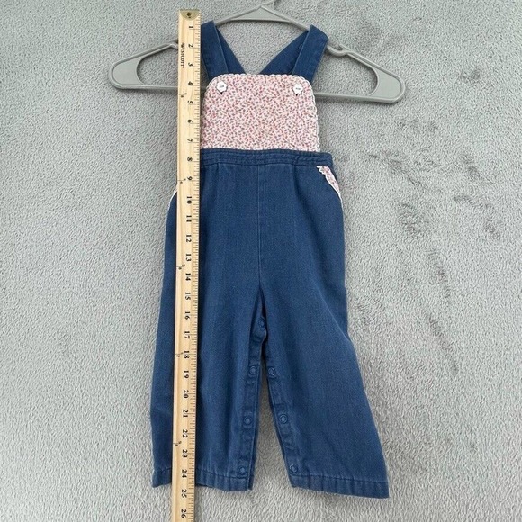 Vintage Baby Overalls 18M Blue Pink Ditzy Floral Quilted Bib Buttons Magic Years - Picture 10 of 12